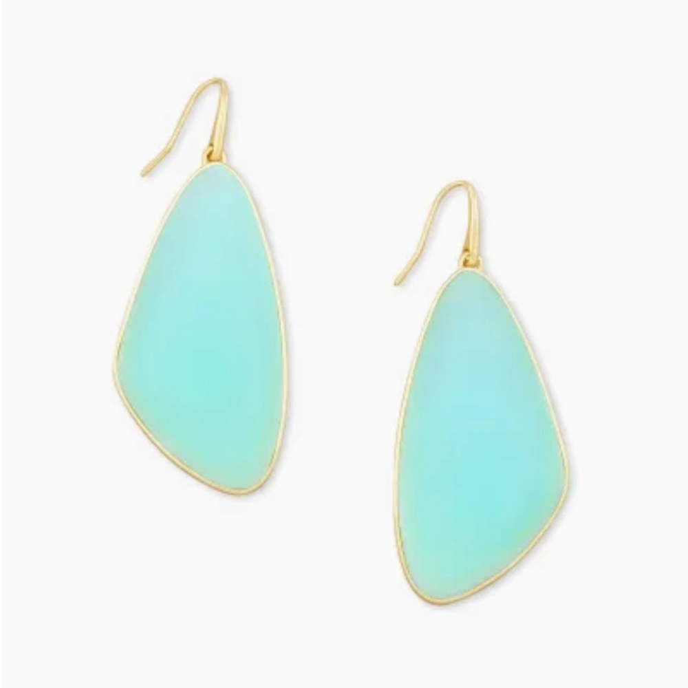 Kendra Scott McKenna Gold 1 1/4 inch Drop Earrings in Matte Iriscent Mint